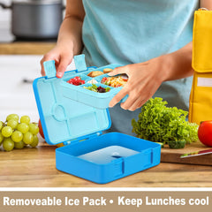 Six-compartment lunch box with dip yogurt slot for snacks