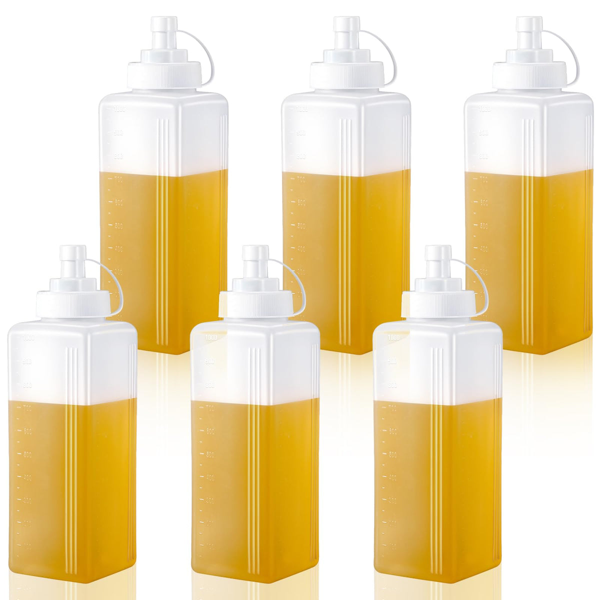 JOUTYFOR 6-pack large condiment squeeze bottle set with 1000ml capacity