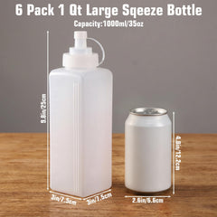 JOUTYFOR 1000ml condiment bottle with measurement scale in clear PE