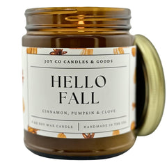 JOY CO Candles & Goods Hello Fall Candle 9 oz soy wax amber jar