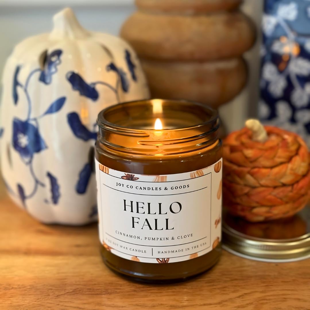 Hello Fall Candle 9 oz JOY CO Candles & Goods with cotton wick