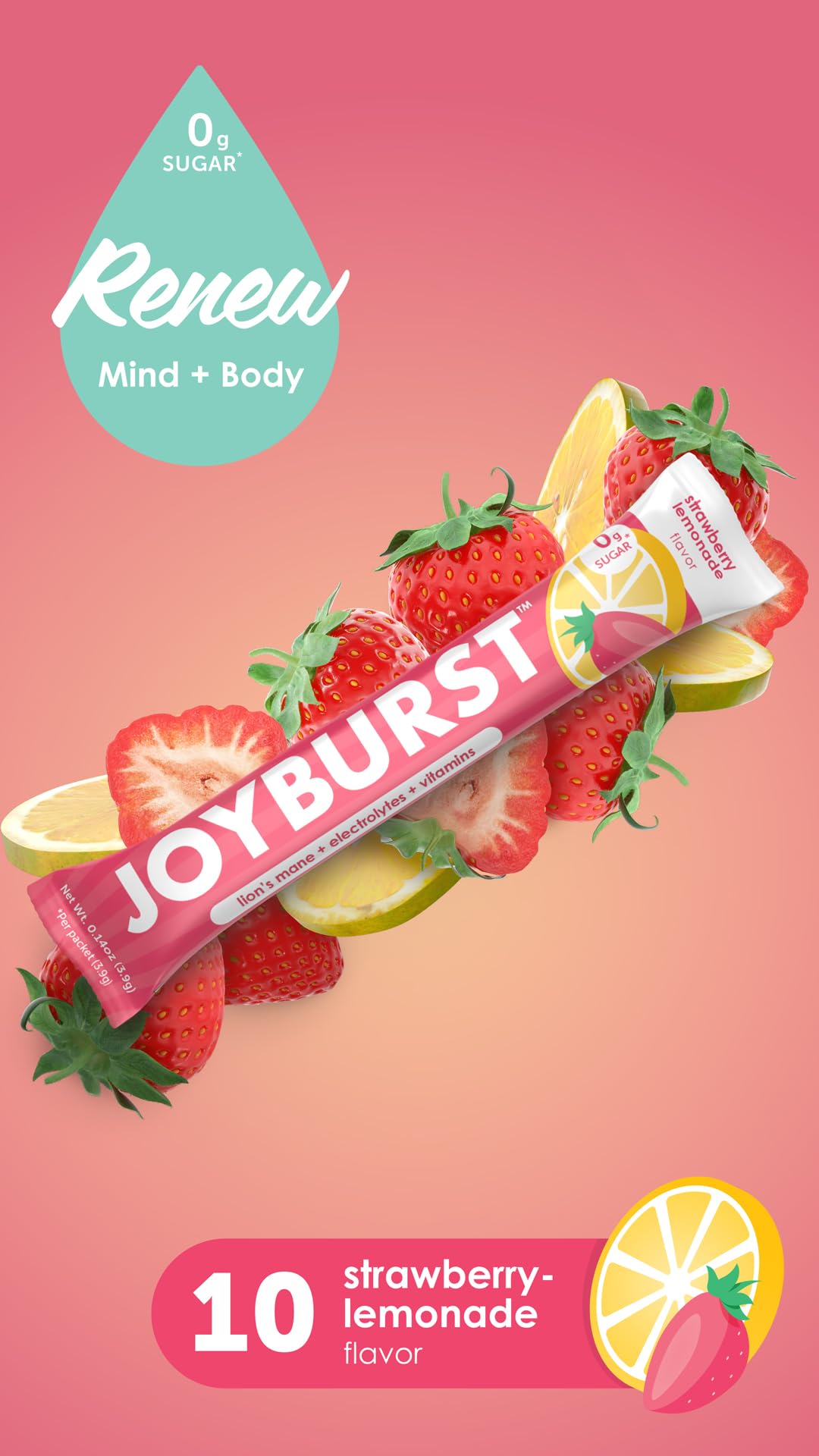 Joyburst electrolyte powder stick being mixed with water
