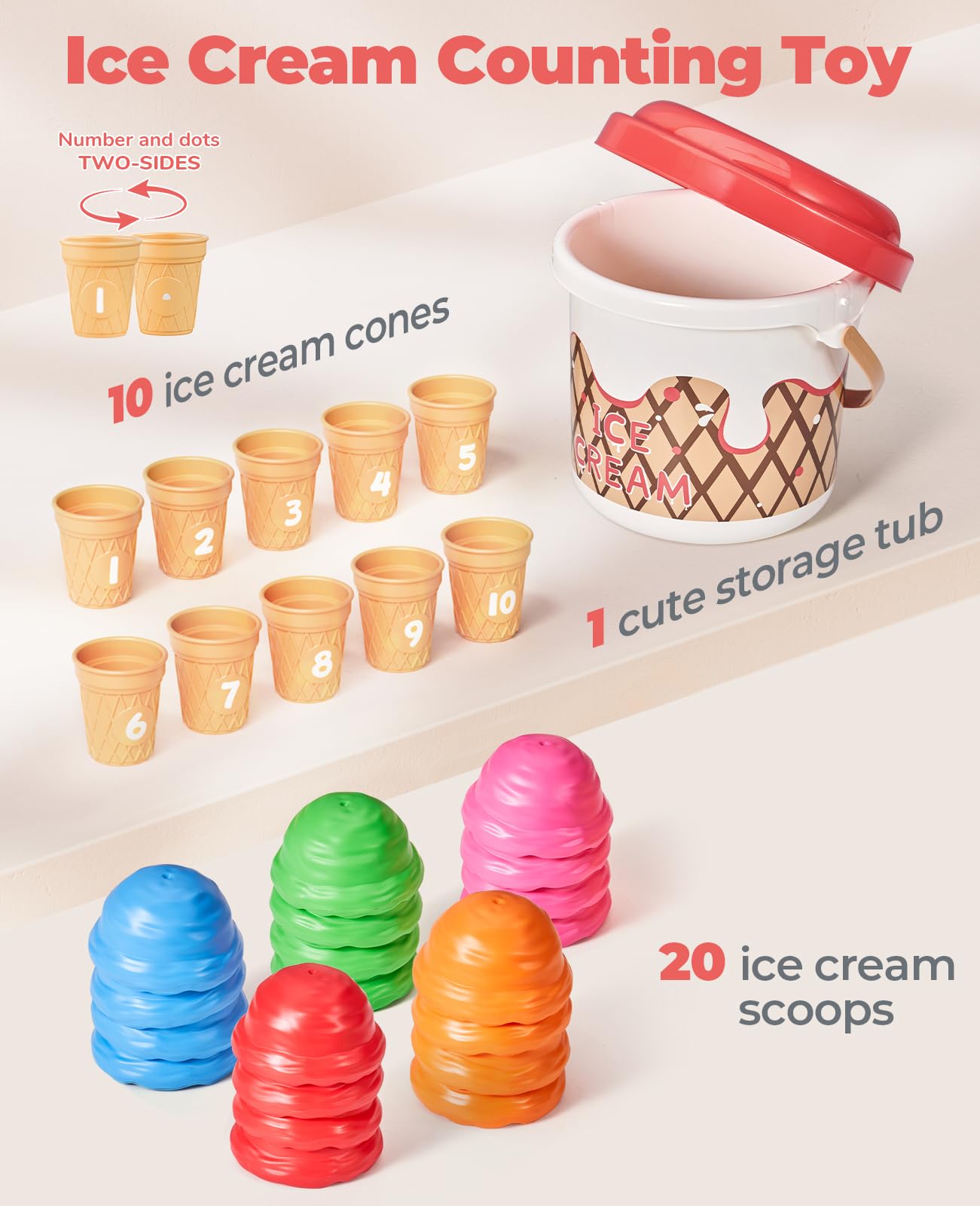 Color sorting and stacking toys for hand-eye coordination