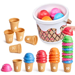 JoyCat Ice Cream set with 20 scoops and 10 cones for preschool counting