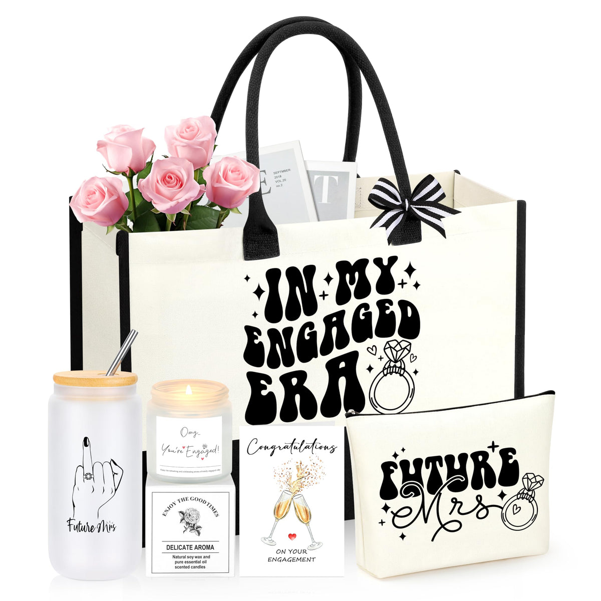 JoycuFF engagement gift tote bag in gift basket