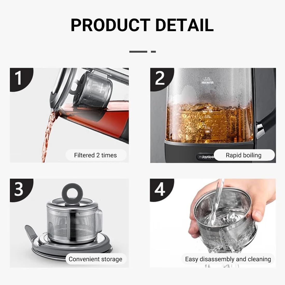 BPA-free stainless steel infuser detachable for Joydeem