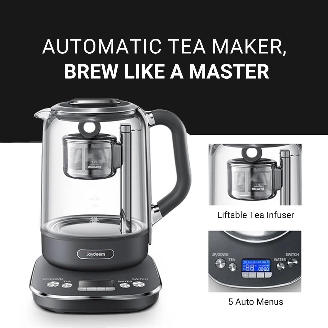 Joydeem hot tea maker with jd-zc6088g model side view