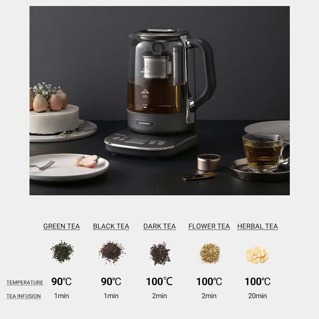 Auto lift tea infuser within Joydeem kettle
