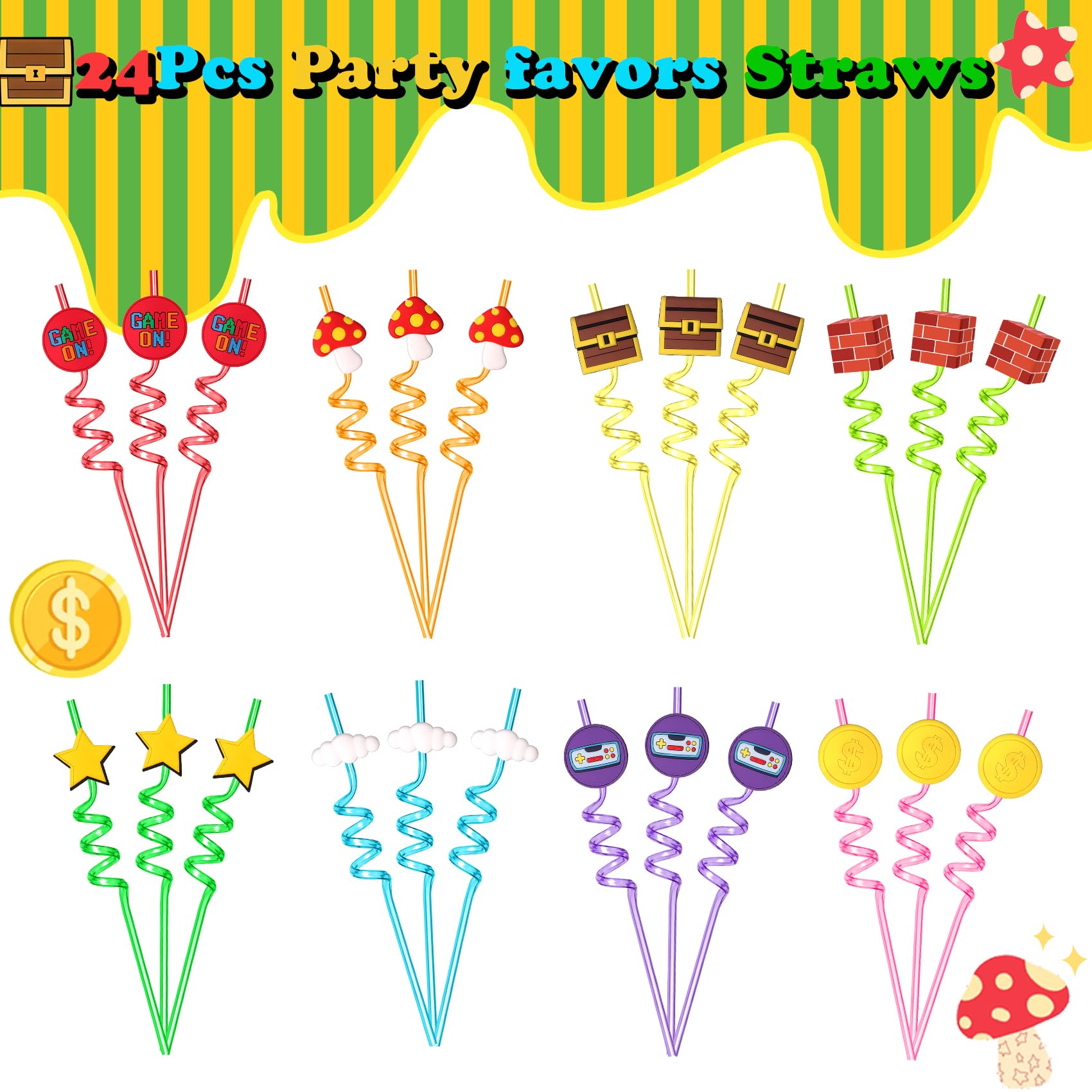 Joyhaven 24Pcs straws for classroom prizes and gifts