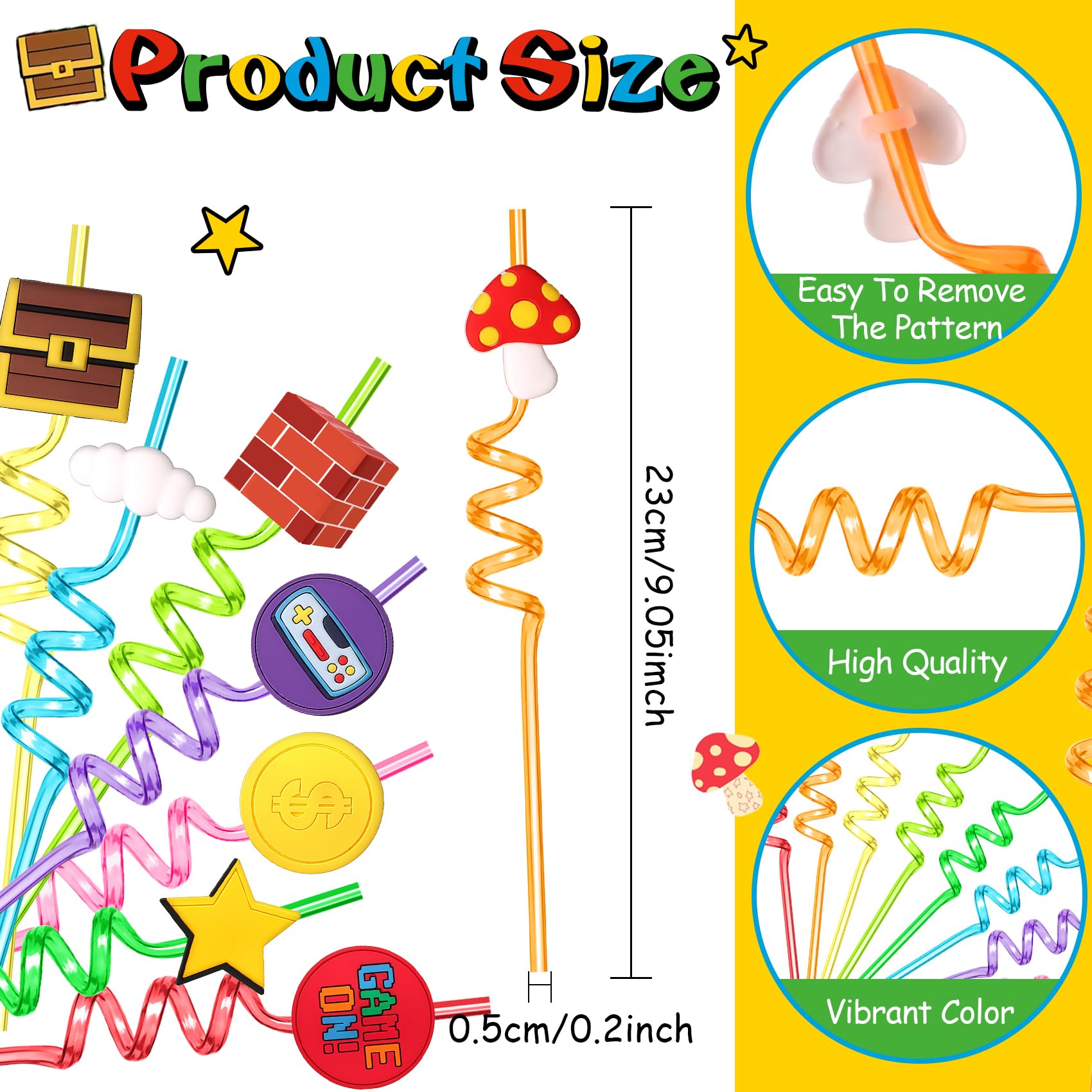 Joyhaven 24Pcs straw set for kids party favors with charms