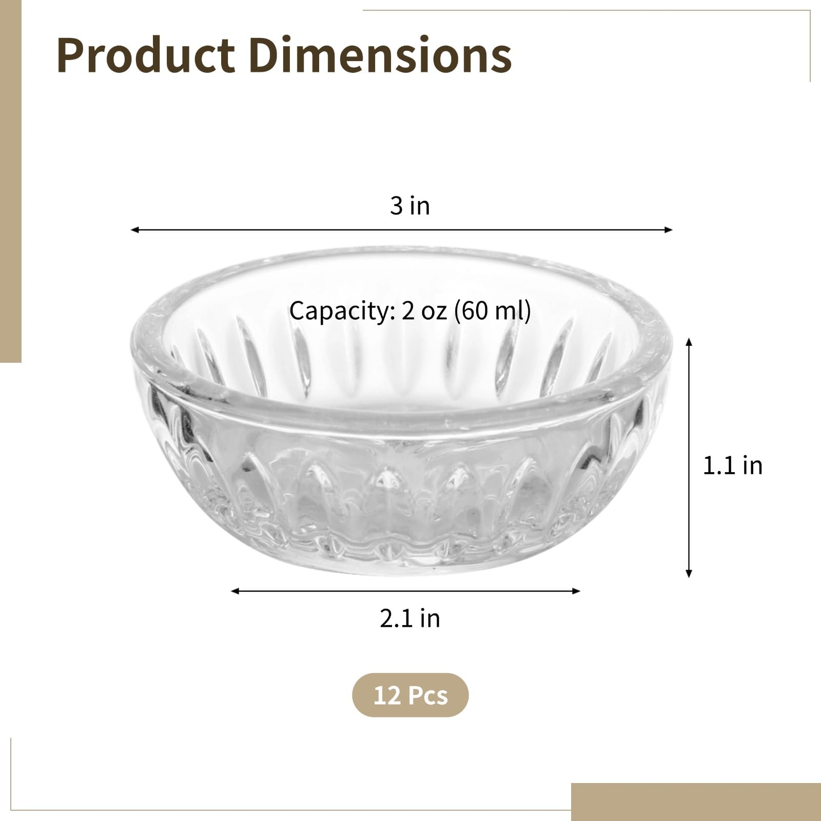 Compact 3 x 1.1 in bowls with 2.0 oz capacity
