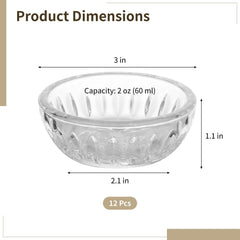 Compact 3 x 1.1 in bowls with 2.0 oz capacity