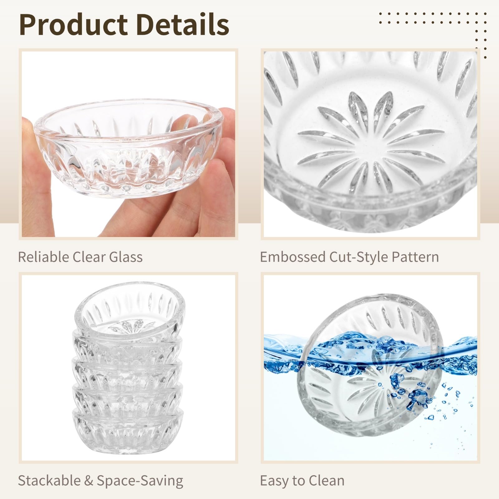 Round pinch bowls set for sauces and condiments