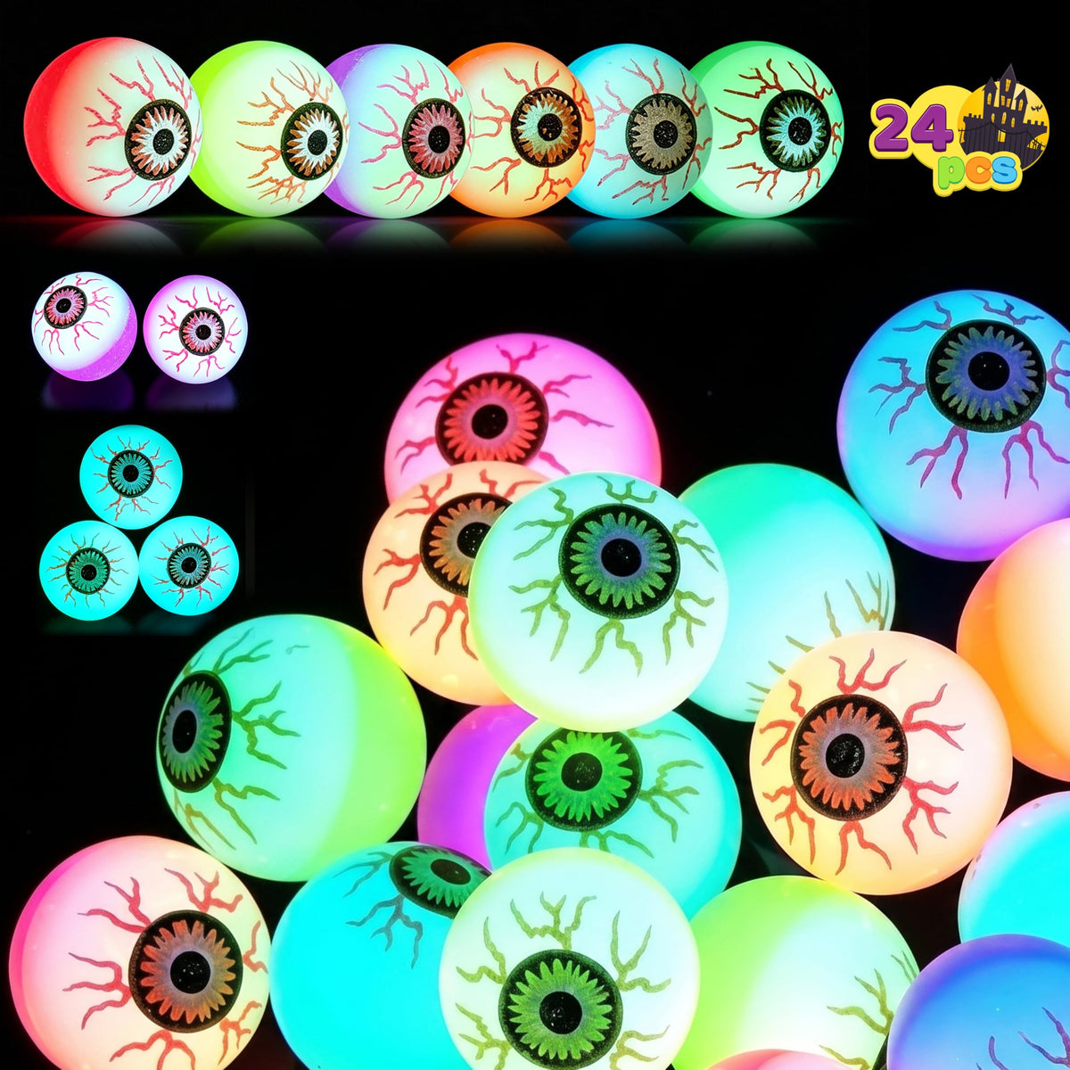 JOYIN 24 pack Halloween eyeballs bouncing balls
