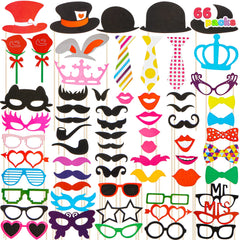 Joyin Toy Photo Booth Props 66 Pieces multicolor set with hats