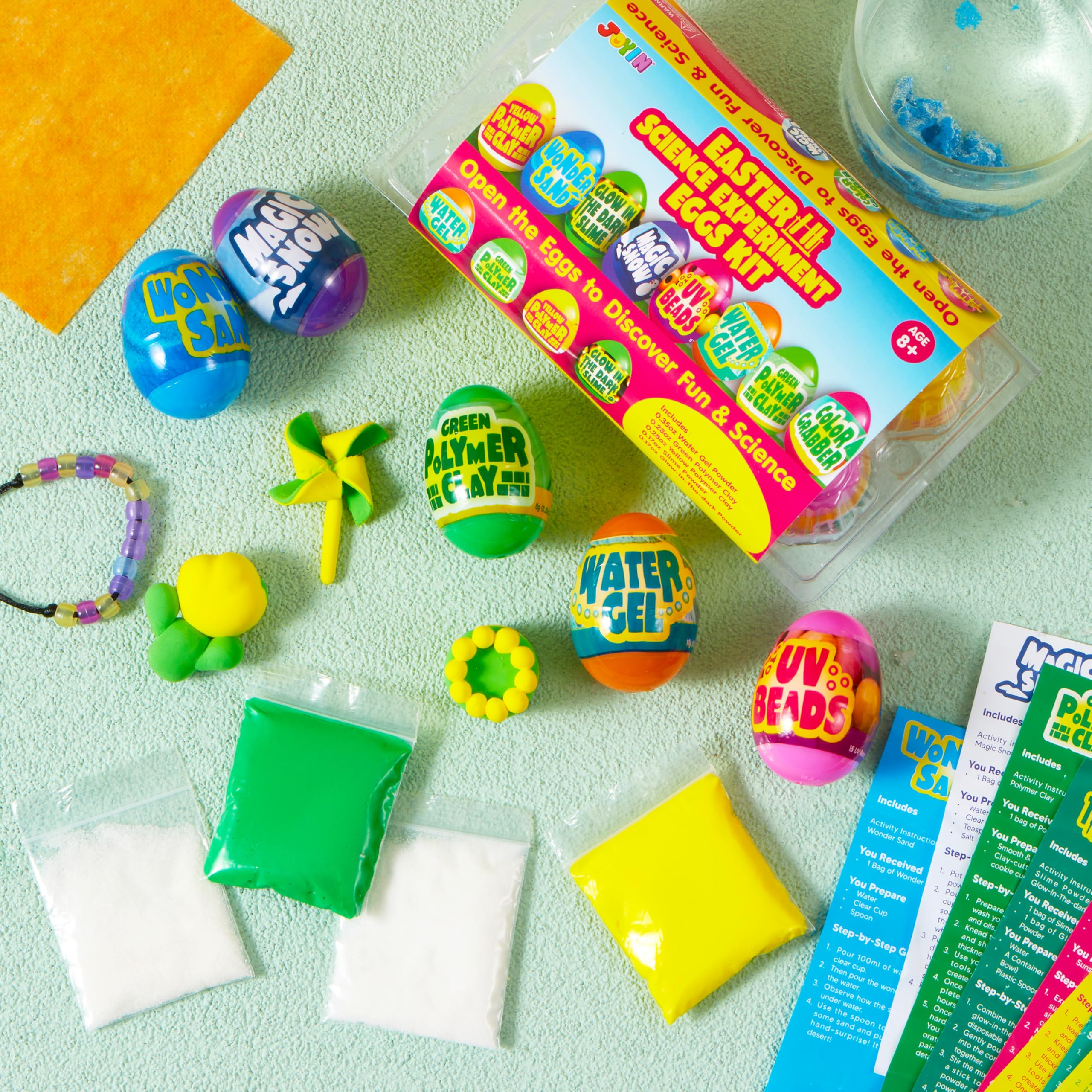 JOYIN science egg set showing colorful contents