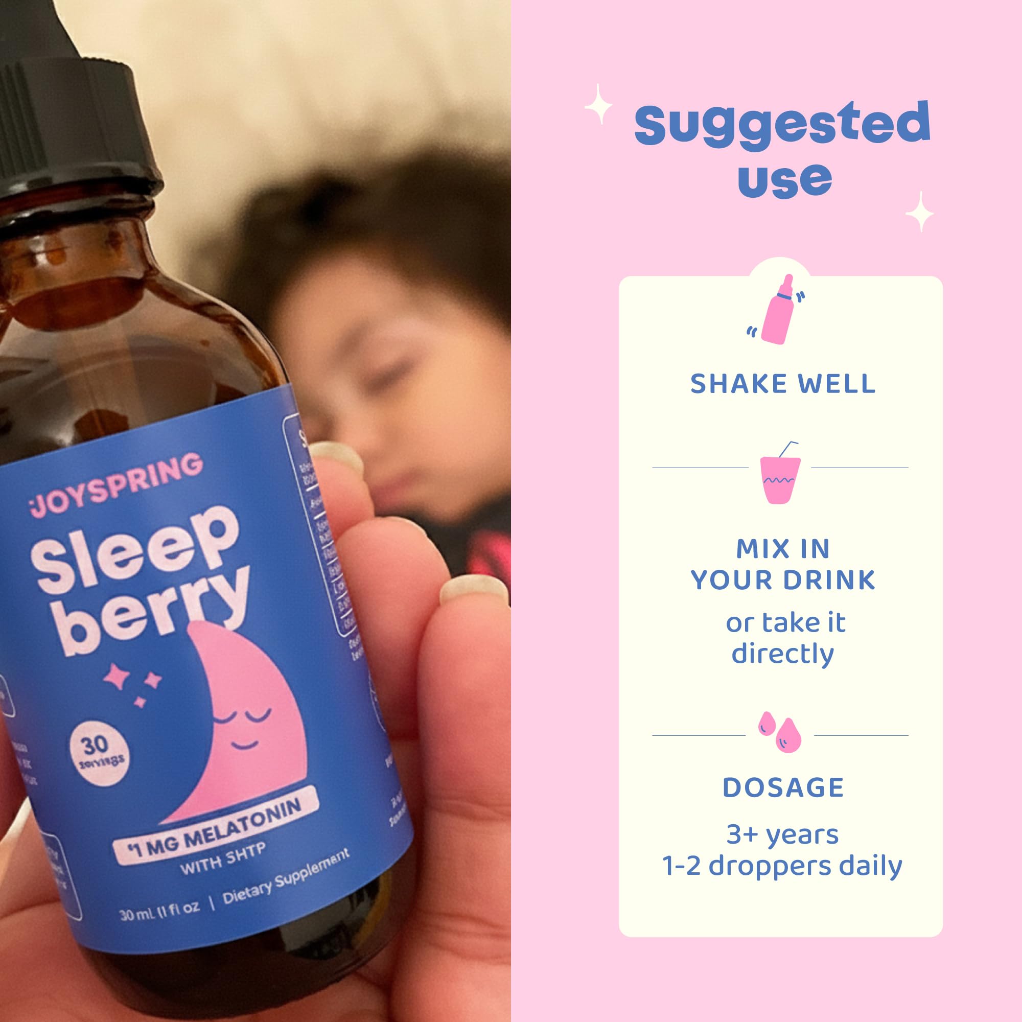 30 Servings Sugar-free no dyes JoySpring SleepBerry drops