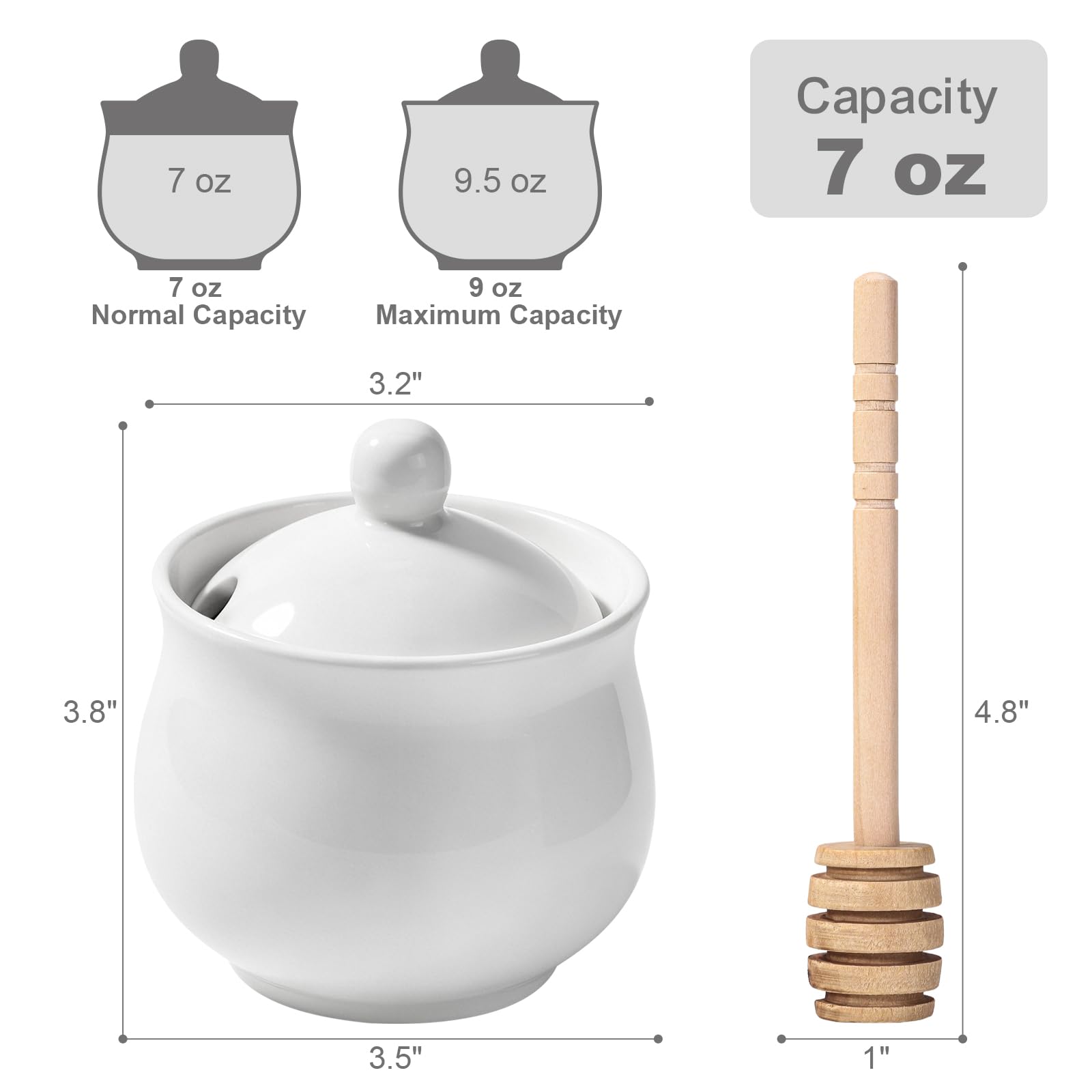 8 Oz ceramic honey pot by JOYLULU for honey syrup jams