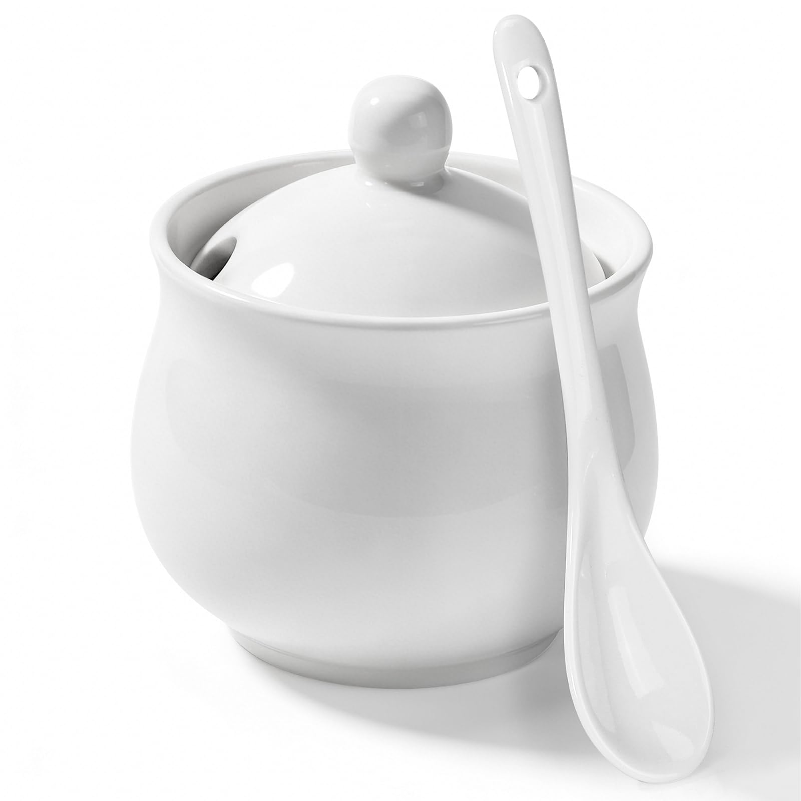 JOYLULU sugar bowl with lid 7 Oz in white ceramic