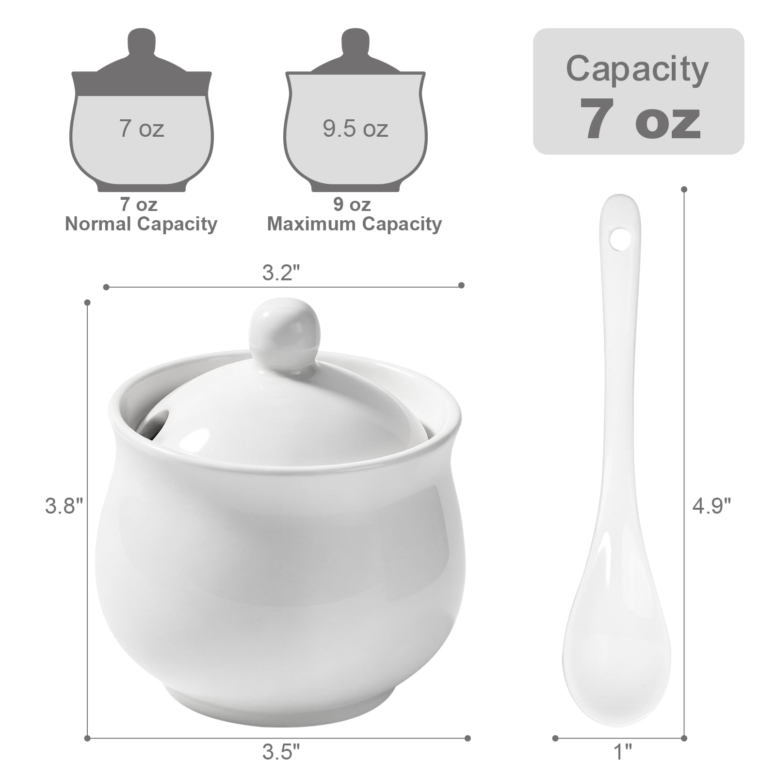 White porcelain JOYLULU sugar bowl with fitted lid
