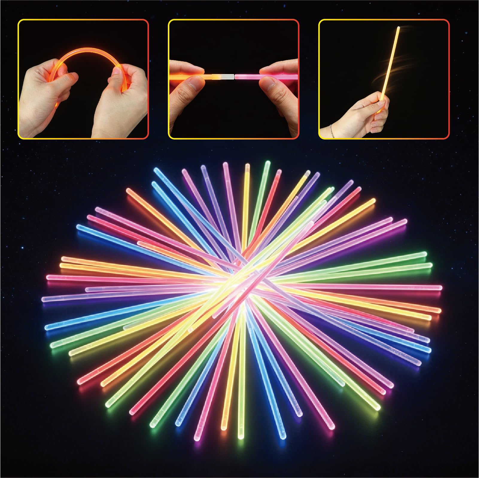 Kids safe neon glow sticks bulk pack image