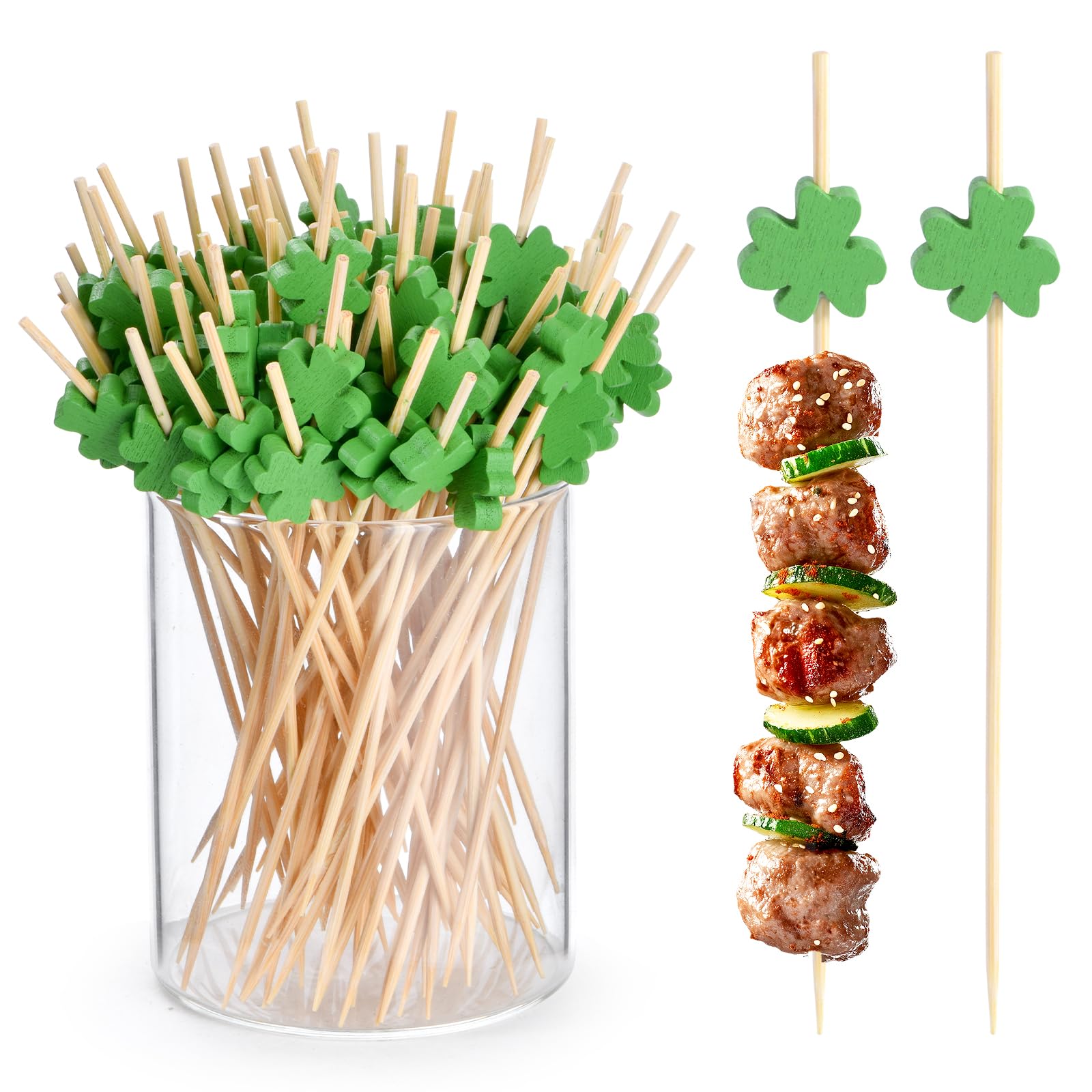 JtmyAota Clover Leaf Cocktail Picks 100 pack green leaf design