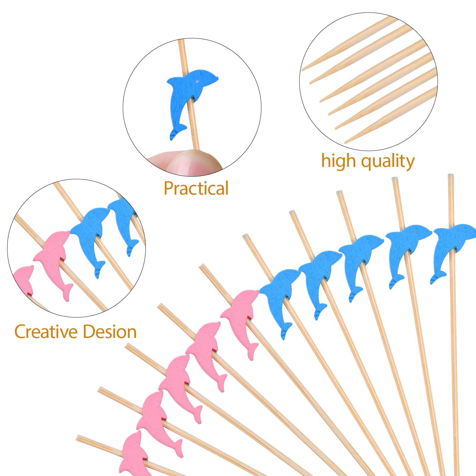 Dolphin shaped toothpicks colorful food decoration