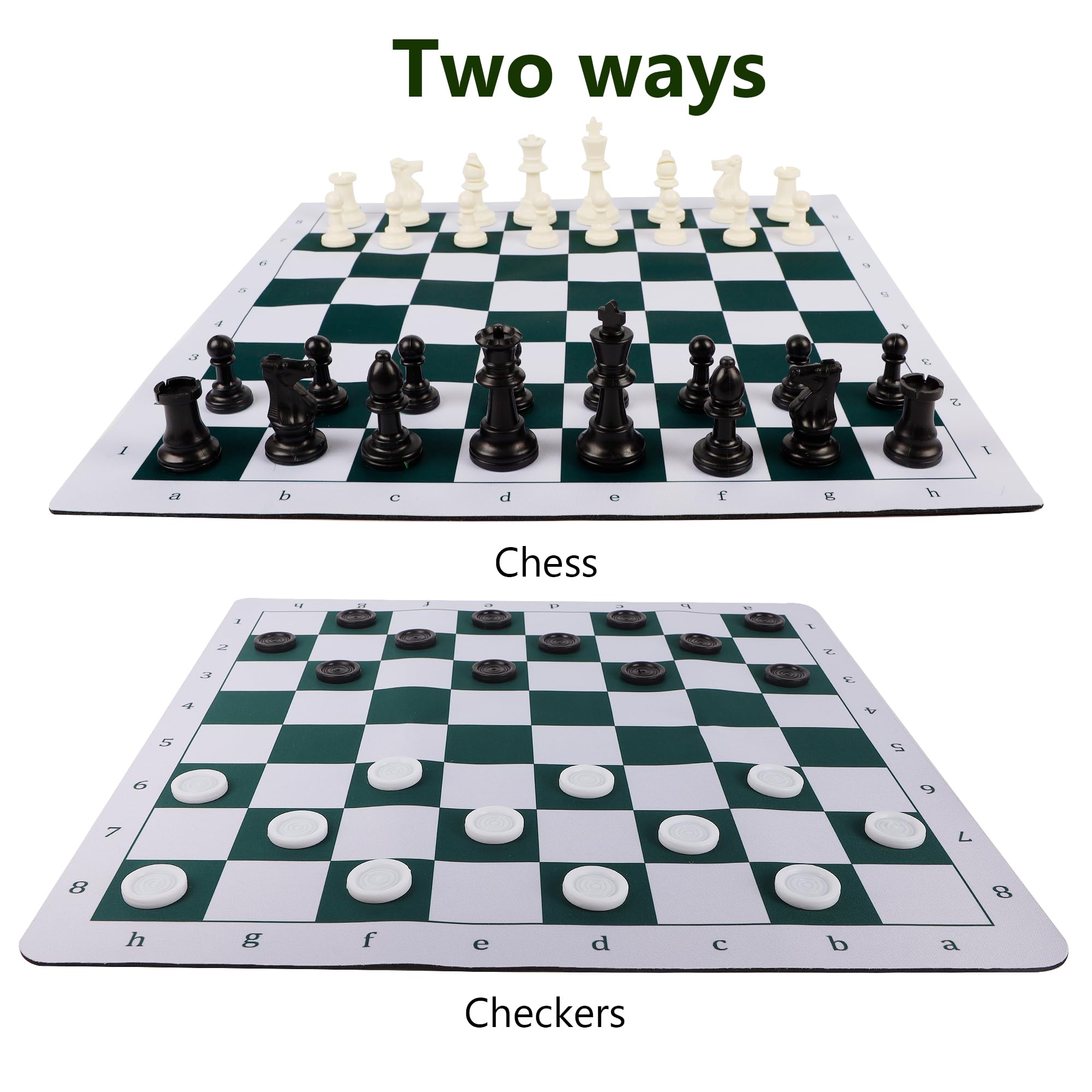 2-in-1 travel board game layout showing board and pieces