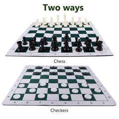 2-in-1 travel board game layout showing board and pieces