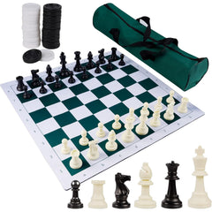 Juegoal 20-inch portable chess and checkers set with storage bag
