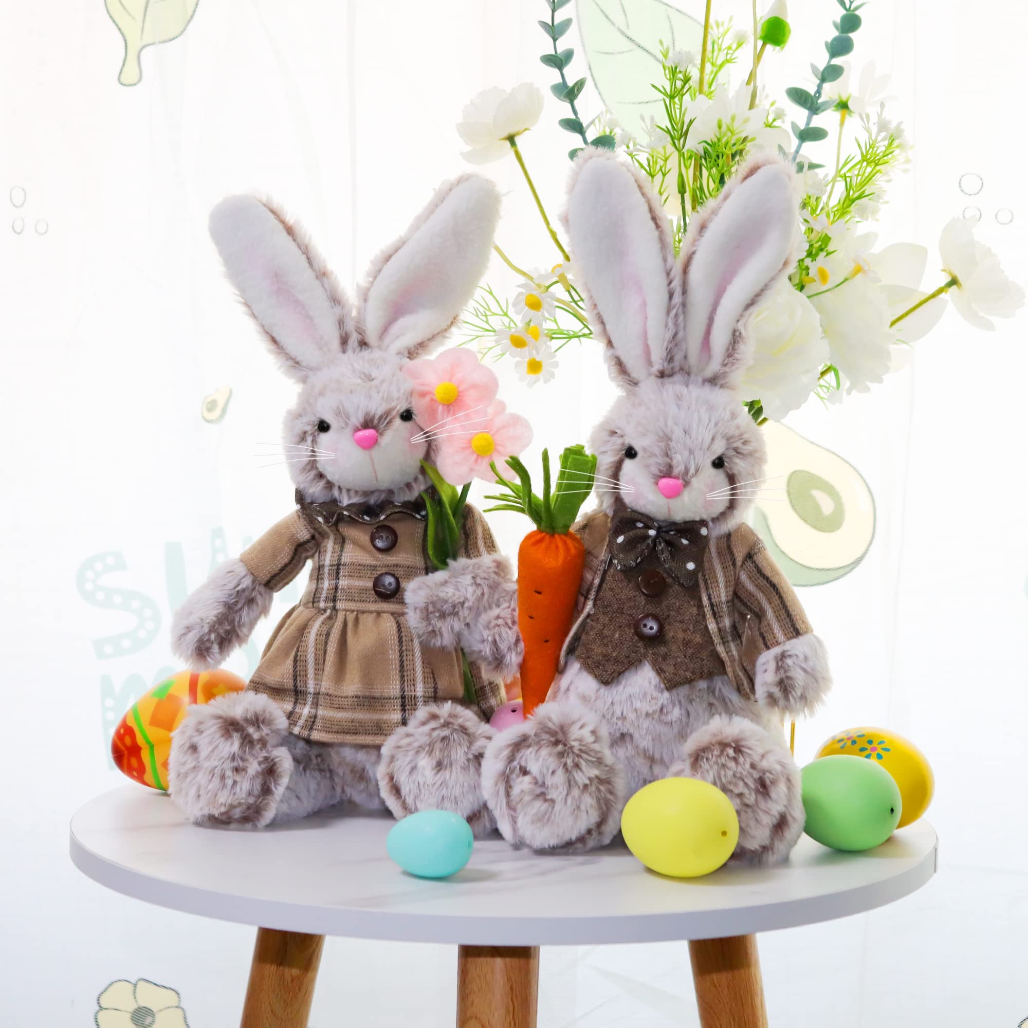 12.6 inches tall and 7 inches wide bunny couple on table