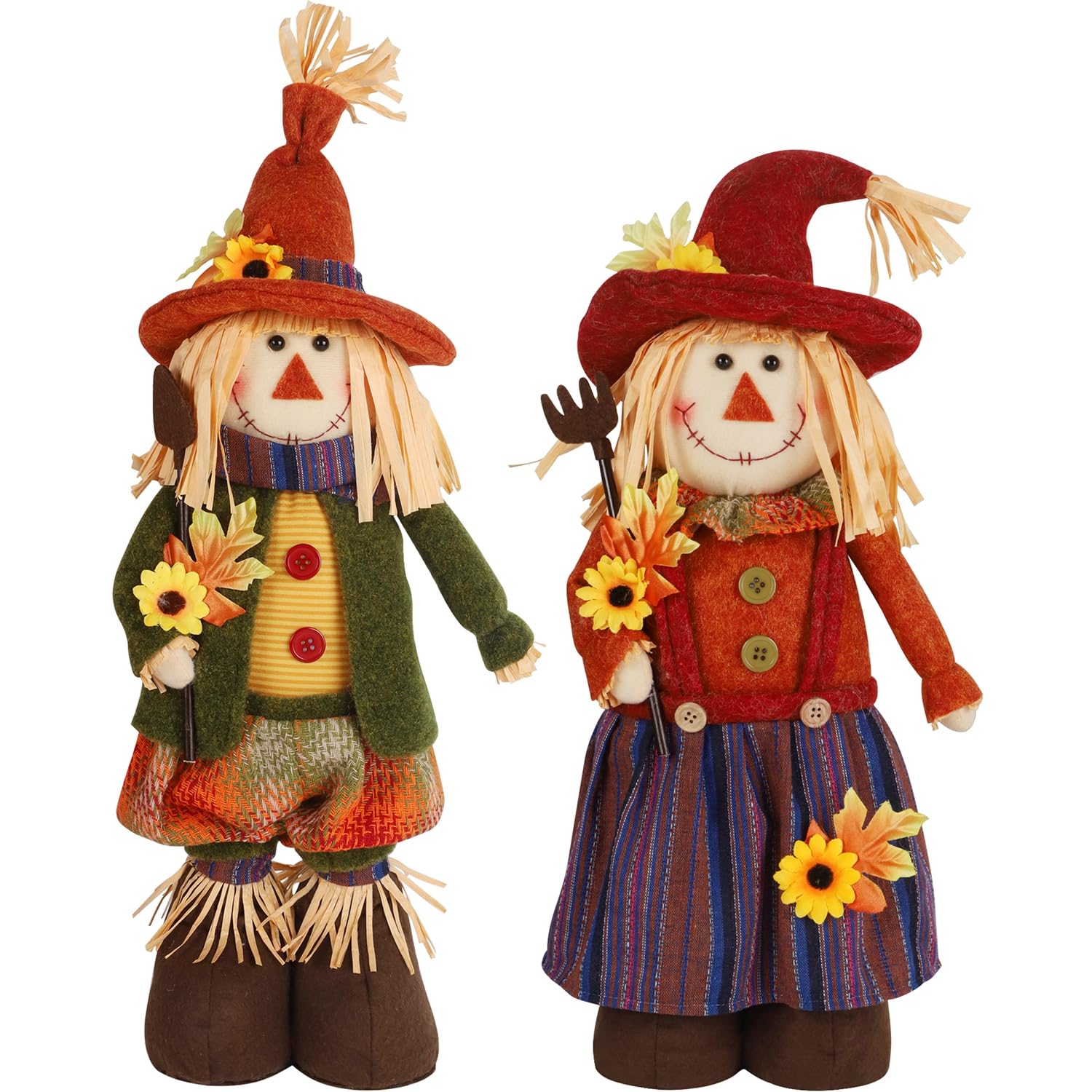 Porch farmhouse decor with scarecrow pair