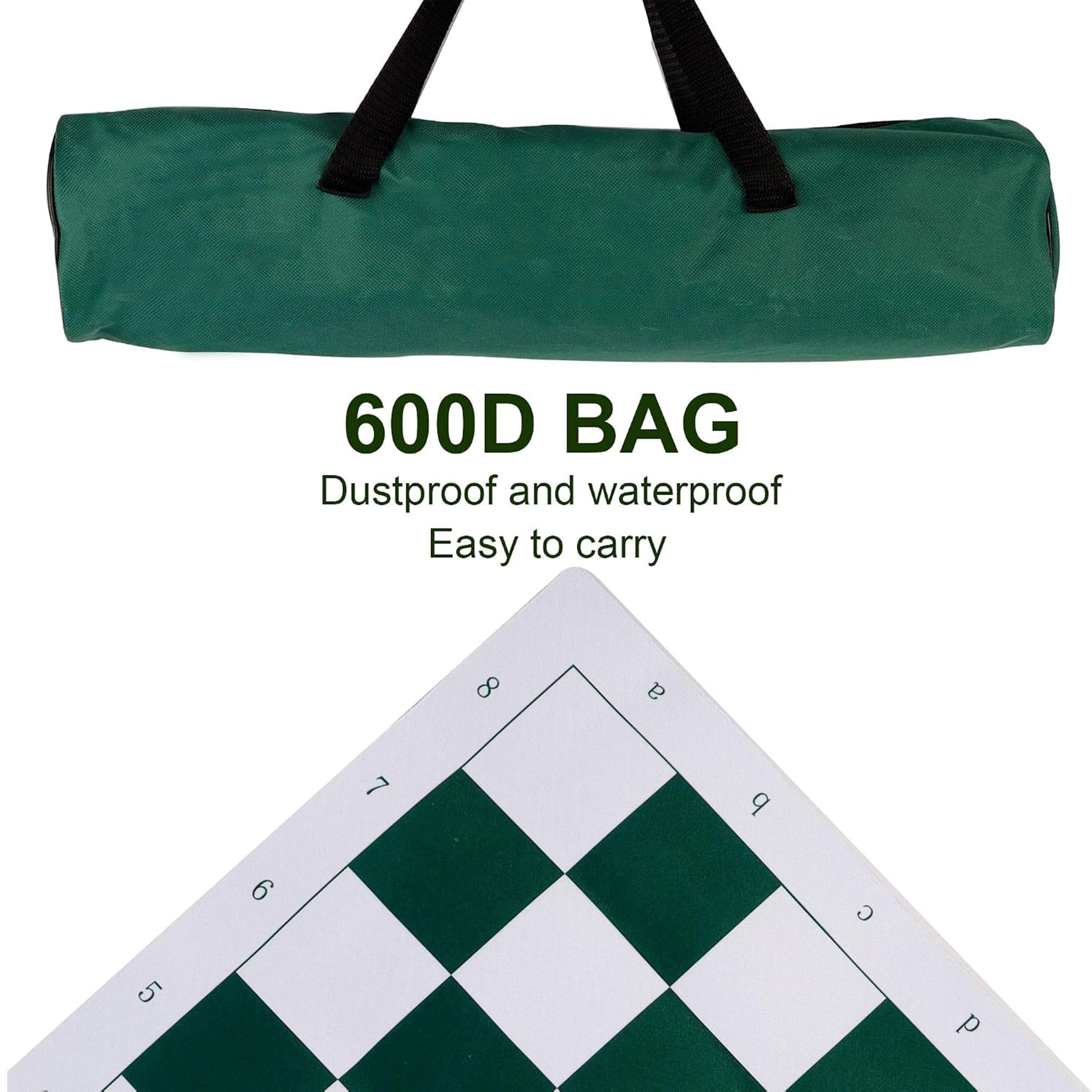 Soft green canvas storage bag for pieces
