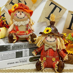 Tabletop centerpiece decor with scarecrows for home