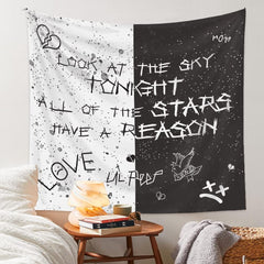 Juice Wrld black and white star tapestry artwork