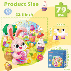 Large 22.8 x 22.8 inch Easter floor puzzle featuring bunny and eggs