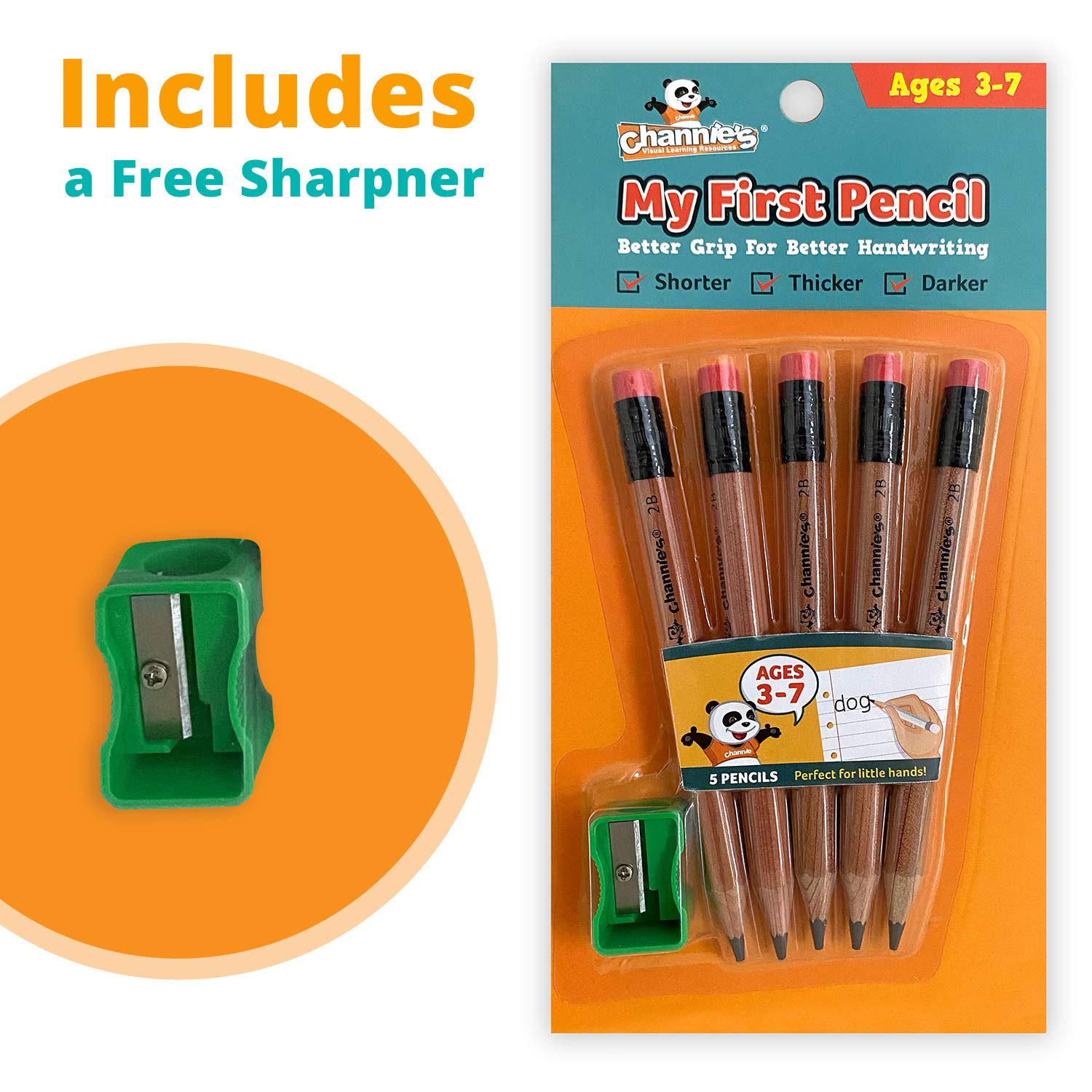 Brown wooden fat pencils with 2B graphite core and bulky erasers
