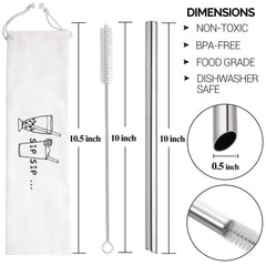 10 inch stainless steel straw for bubble tea