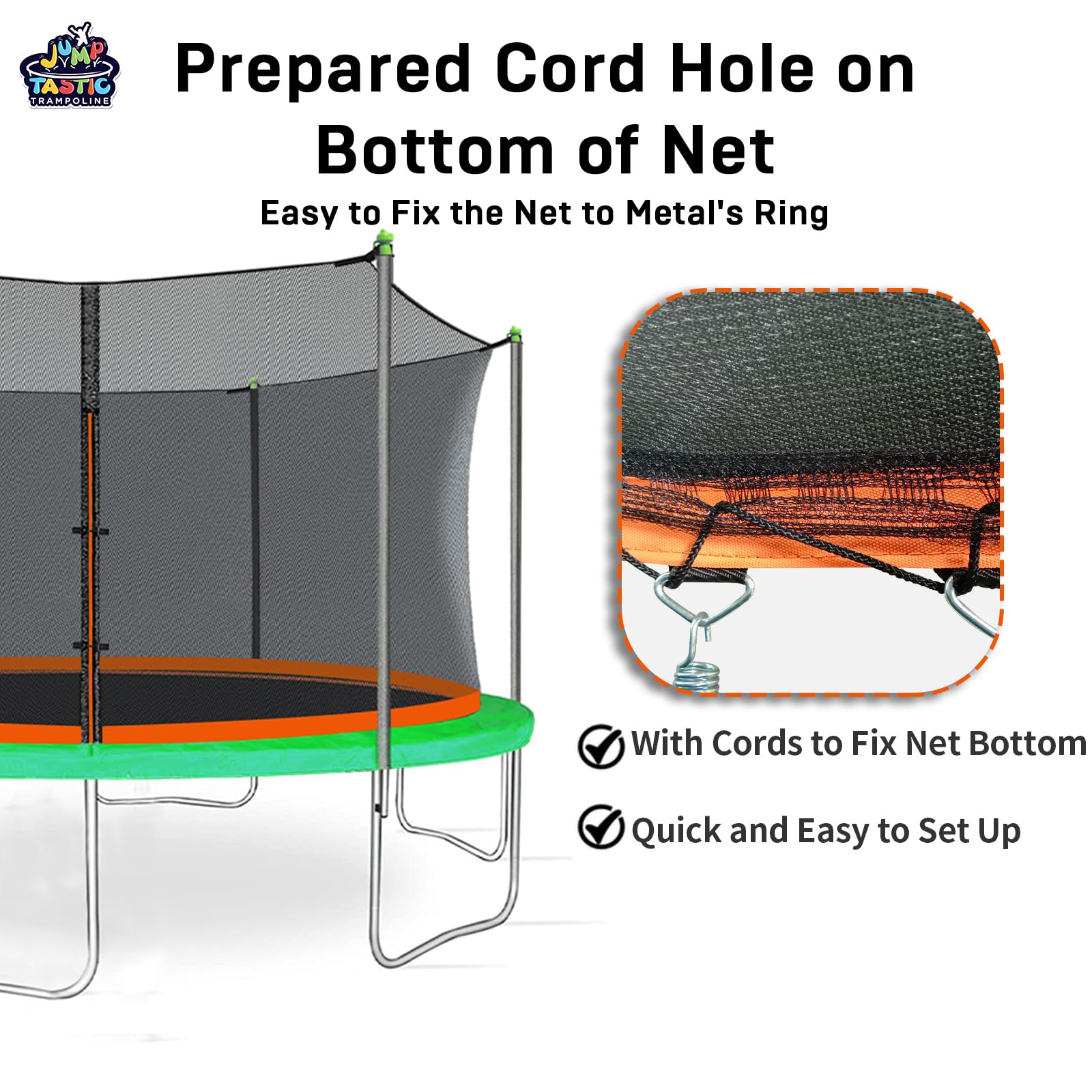 Premium zipper and protective buckle on Jumptastic net