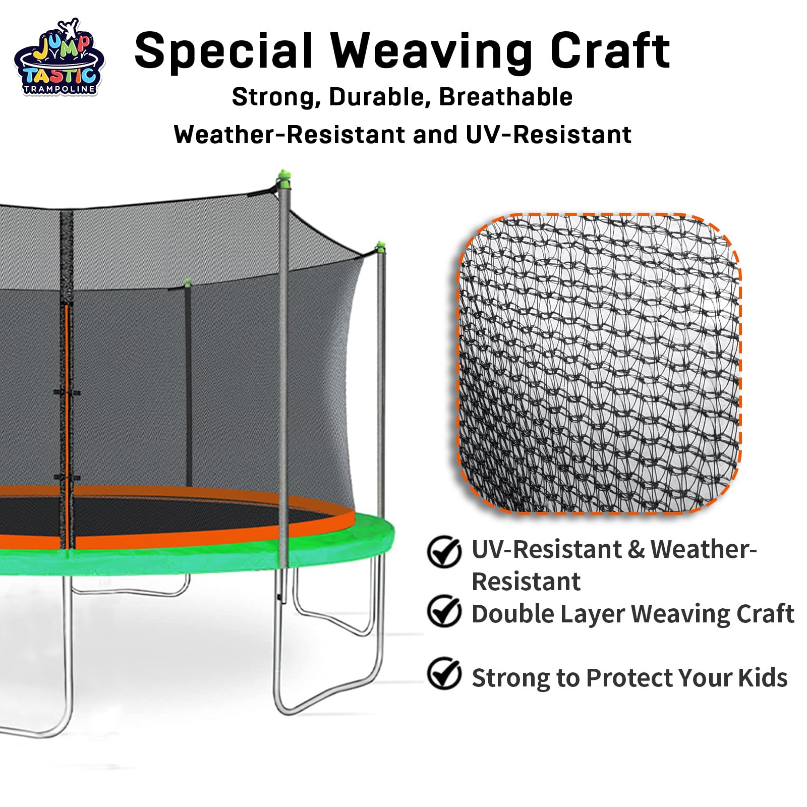 Replacement net for 6 straight-pole trampolines