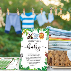 Wooden clothespins and pencils in jungle theme