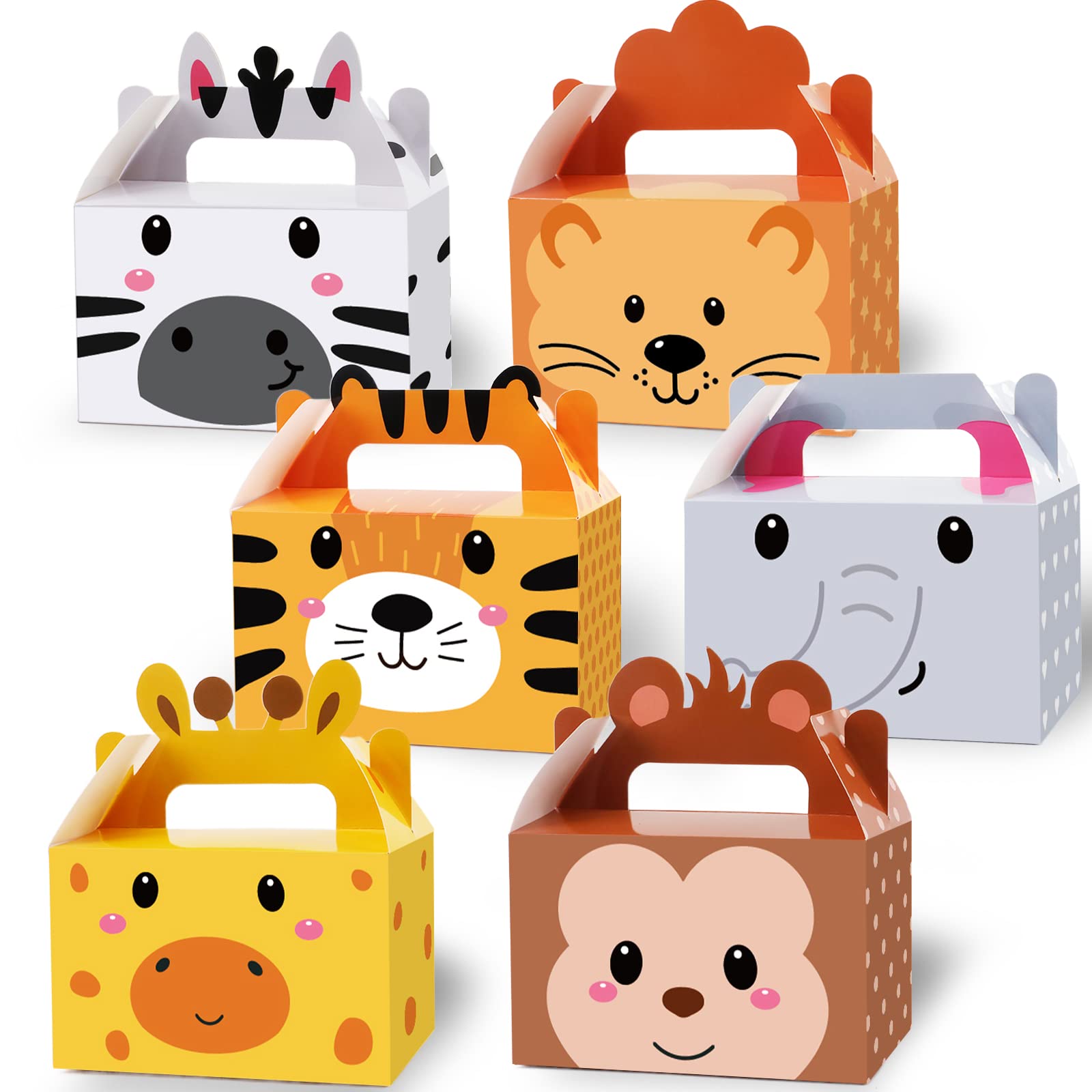 Jungle safari animals party favor box with bright HD design
