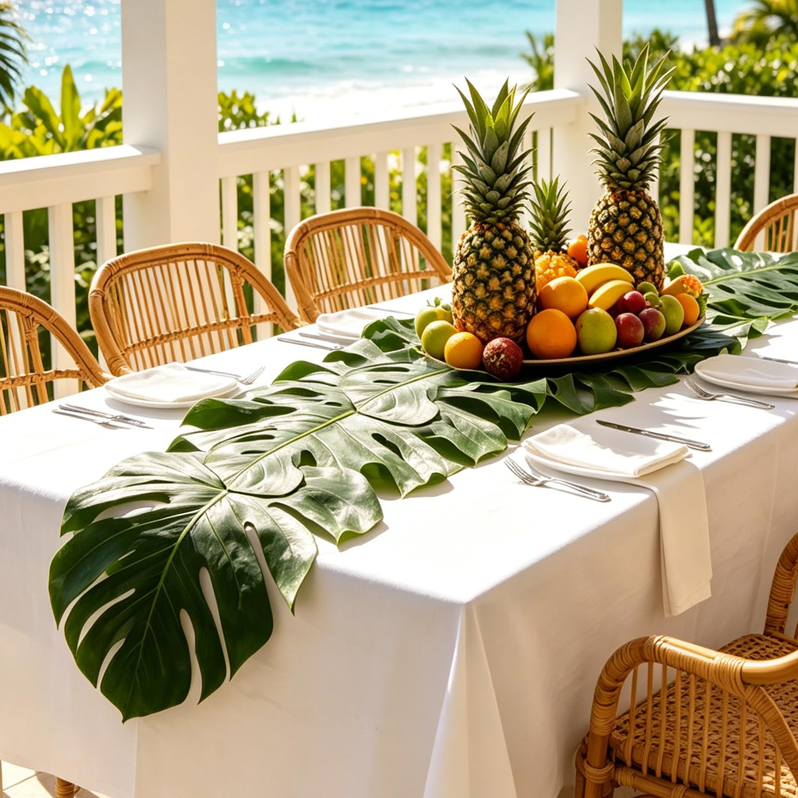 Jungle wedding tropical table runner decor