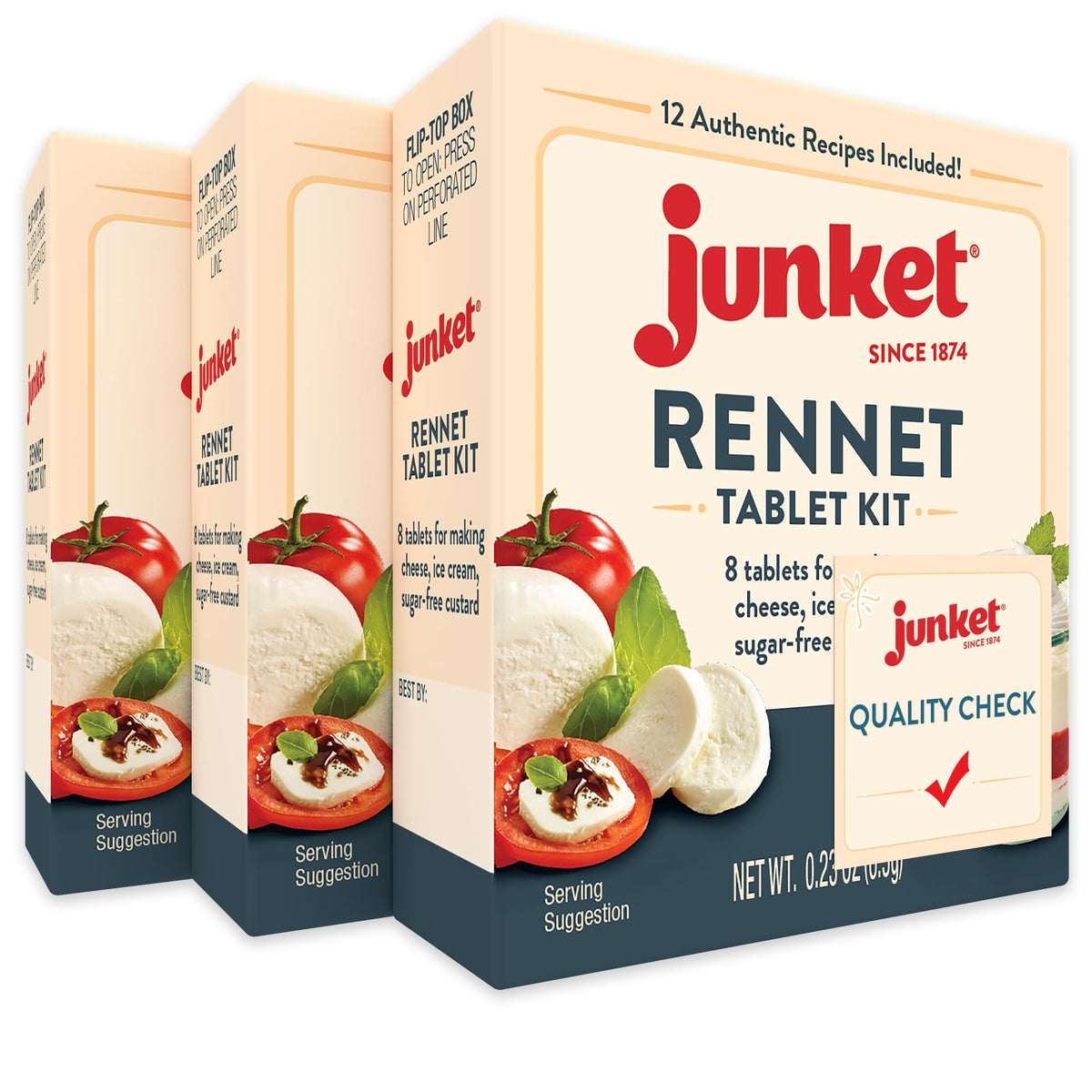 Junket Rennet Tablets 8 ct 3-pack box