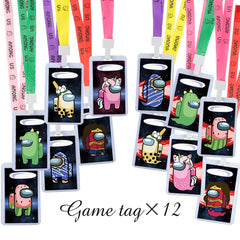 12 game pass tickets with lanyards for party guests
