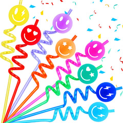 JUNUO 24 reusable jelly smile straws