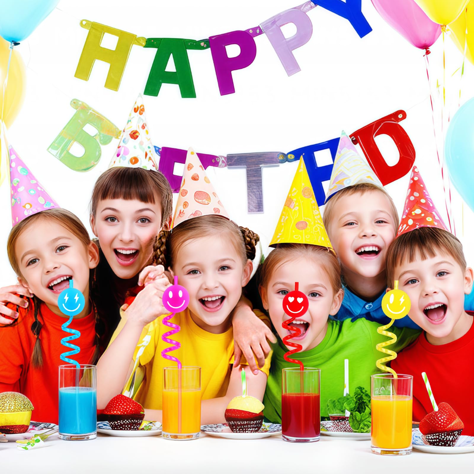 JUNUO party supplies jelly smile straw set for events