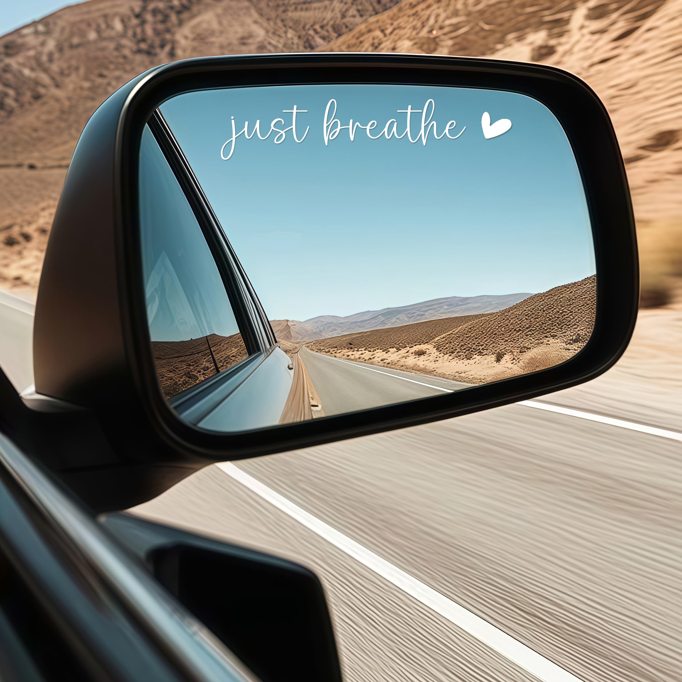 Just Breathe rear view mirror decal for cars