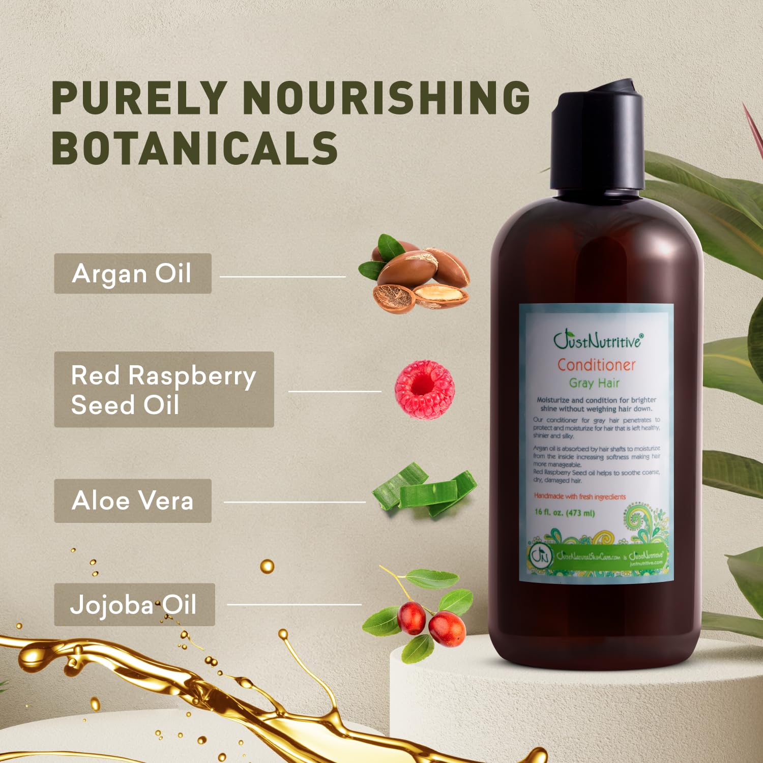 Argan oil nourishes gray hair for softness and manageability