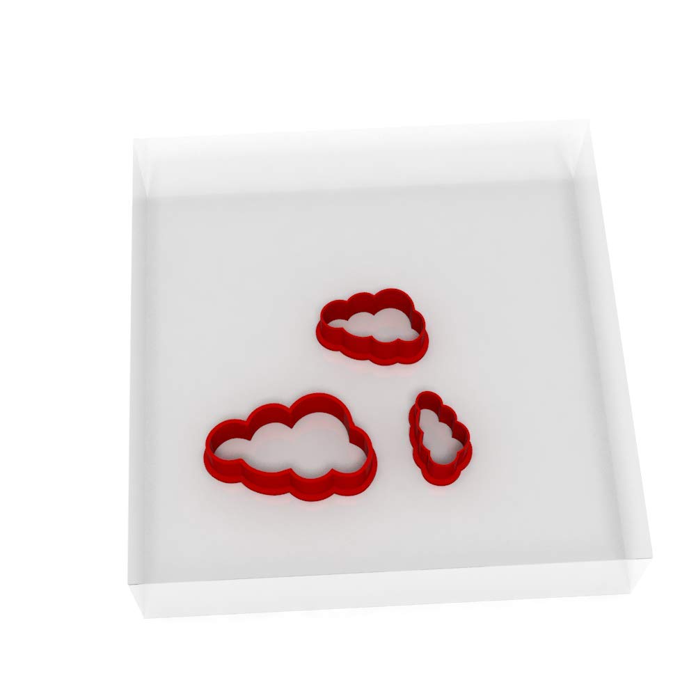 JUST Tiny Cloud Shape Cutters 3 set sizes 1.25 in 0.75 in 0.5 in for fondant